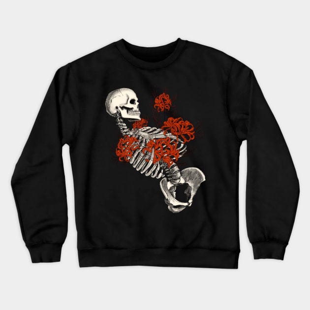 red spider lily and skeleton design Crewneck Sweatshirt by Handan